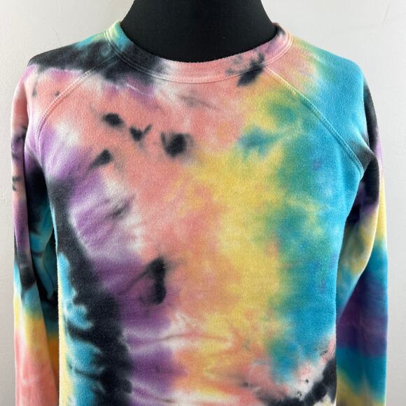 MOTHER The HUGGER Swirling Secrets Black Pink Sweatshirt Tie Dye Size X-Small - Picture 4 of 9